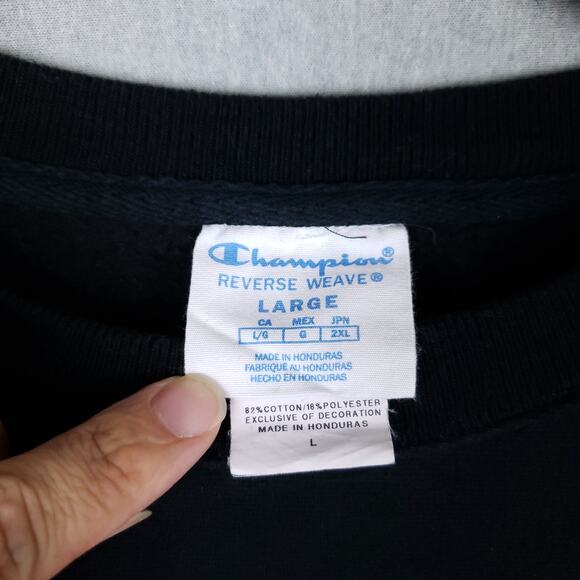 Vintage Champion Men's Embroidered Reverse Weave Pullover Sweatshirt Large Black - Picture 4 of 9